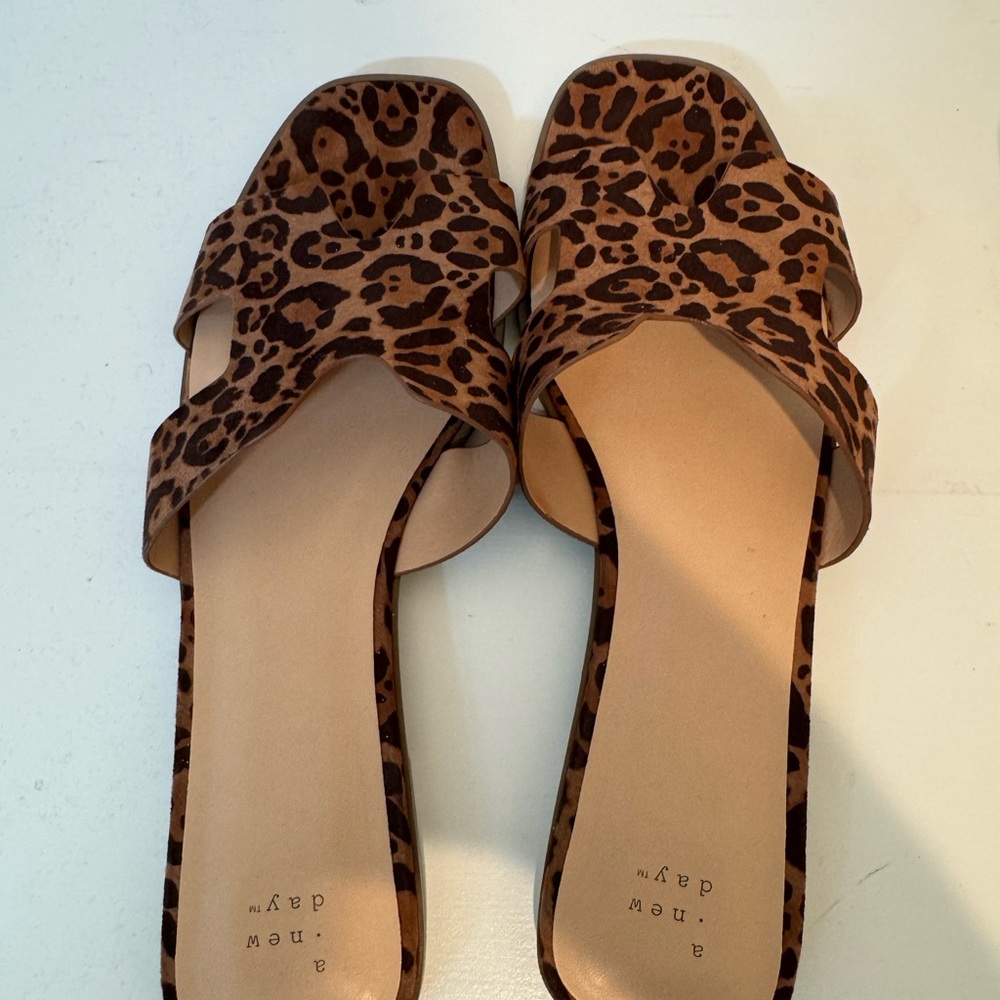 a new day Leopard Print Slide Sandals - Brown and Black